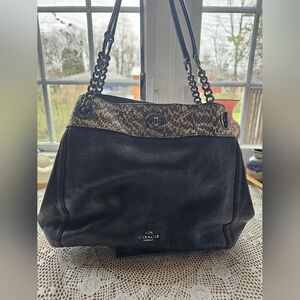 SOLD OUT Coach Turnlock Edie in Colorblock with Genuine Snakeskin Detail Chain